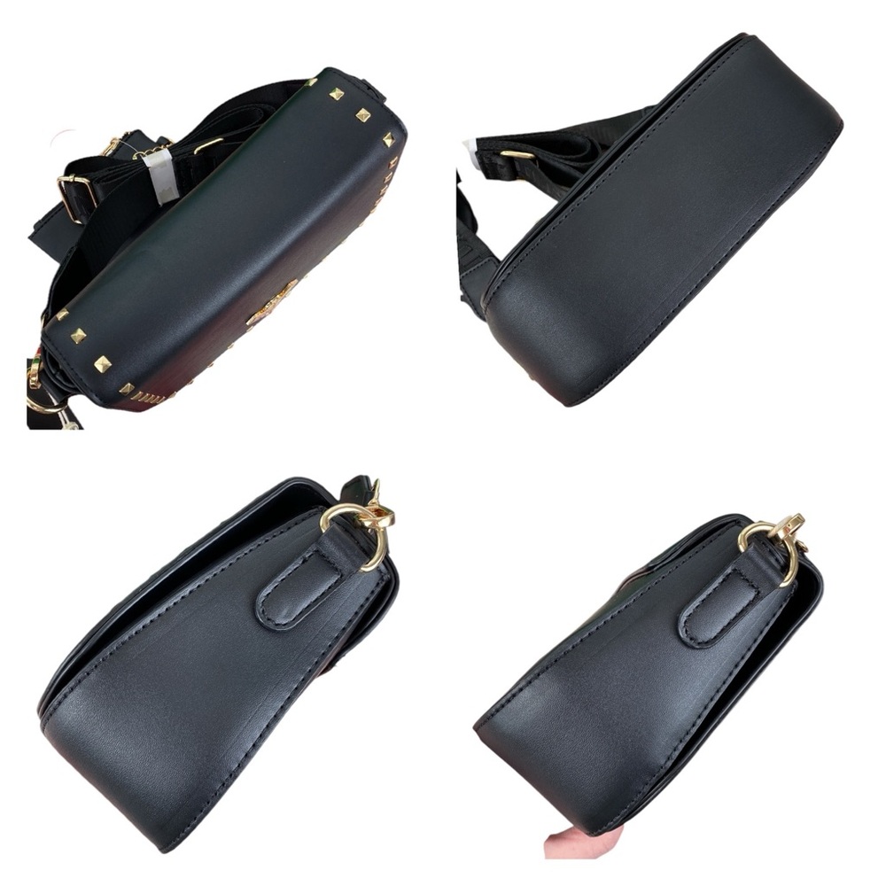 Valentino Orlandi Black Studded Vegan Leather Crossbody Bag and Coin Purse - Picture 7 of 17